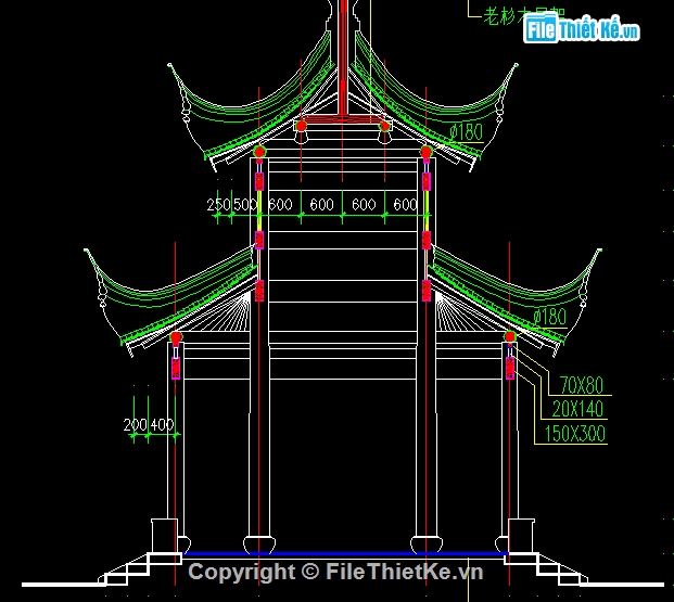 gác mái cong,xây dựng gác,cad gác mái cong